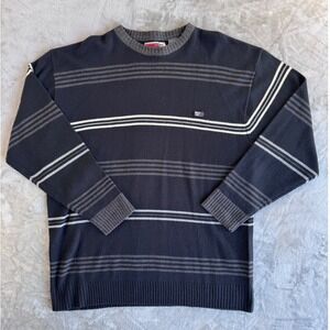 Mecca Sweater Mens 2XL Blue Striped Hip Hop Streetwear Y2K Dadcore Pullover